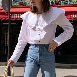 GANNI White Cotton Poplin Shirt